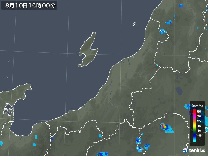 新潟県の雨雲レーダー(2019年08月10日)