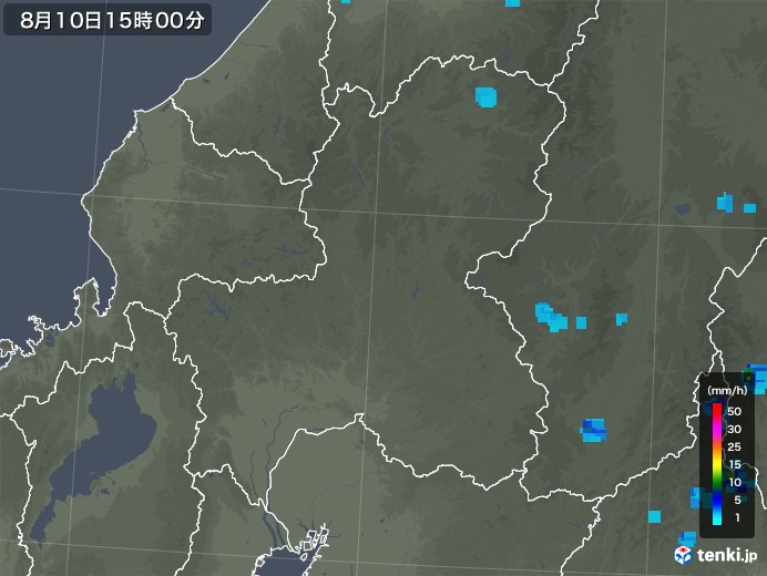 岐阜県の雨雲レーダー(2019年08月10日)