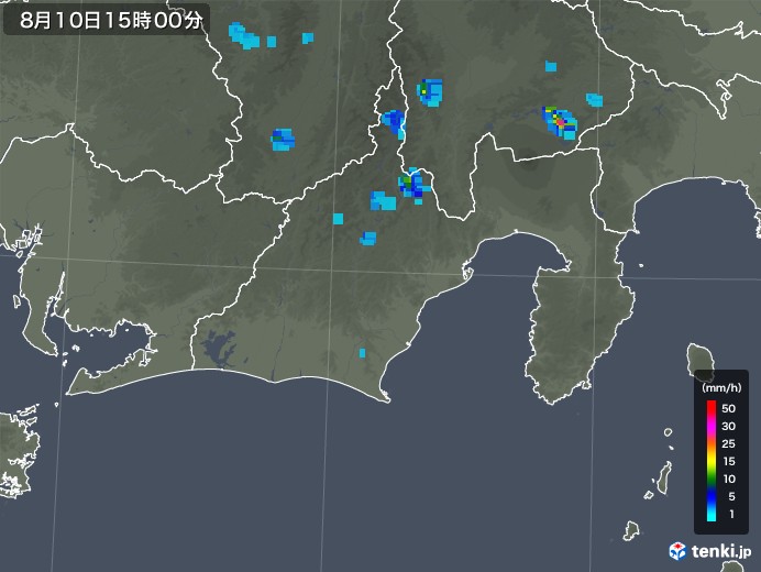 静岡県の雨雲の動き(2019年08月10日)