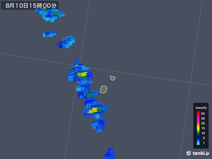 南大東島(沖縄県)の雨雲レーダー(2019年08月10日)