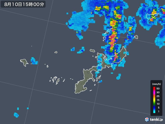 沖縄県の雨雲レーダー(2019年08月10日)