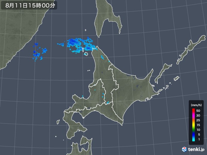 北海道地方の雨雲レーダー(2019年08月11日)