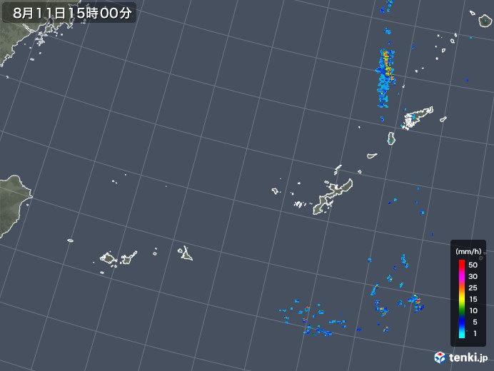沖縄地方の雨雲レーダー(2019年08月11日)