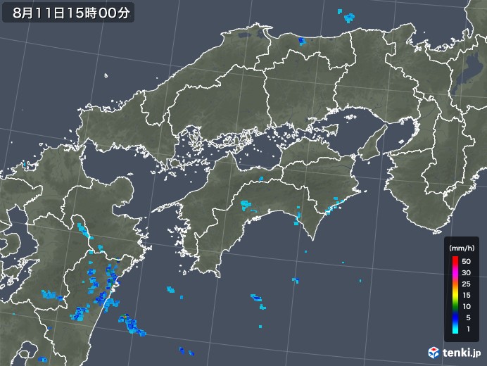 四国地方の雨雲レーダー(2019年08月11日)