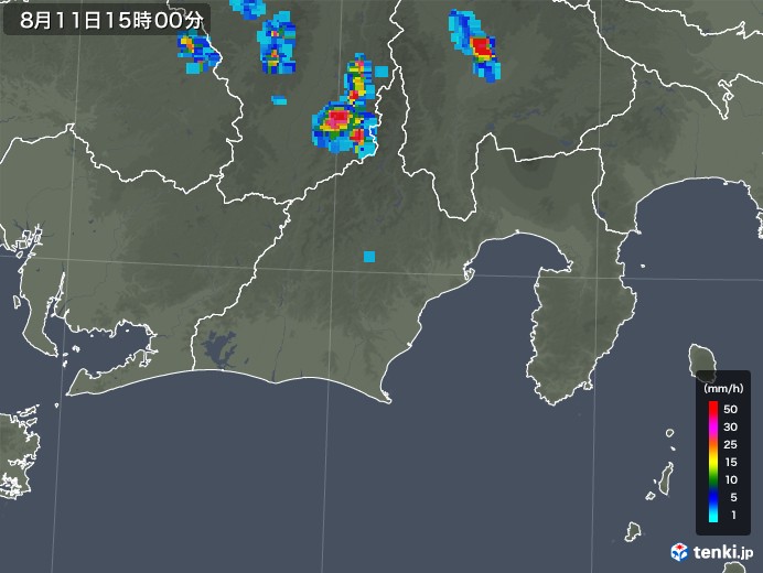 静岡県の雨雲レーダー(2019年08月11日)