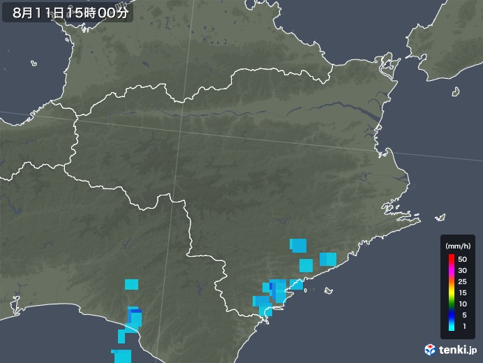 徳島県の雨雲レーダー(2019年08月11日)