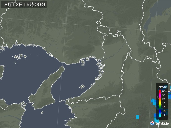 大阪府の雨雲レーダー(2019年08月12日)