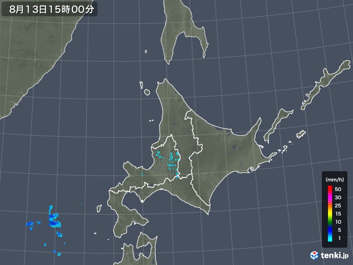 北海道地方の雨雲レーダー(2019年08月13日)
