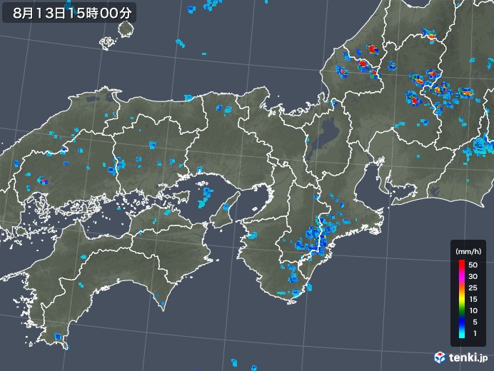 近畿地方の雨雲レーダー(2019年08月13日)