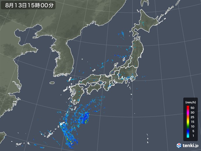 雨雲レーダー(2019年08月13日)