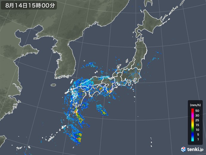 雨雲レーダー(2019年08月14日)