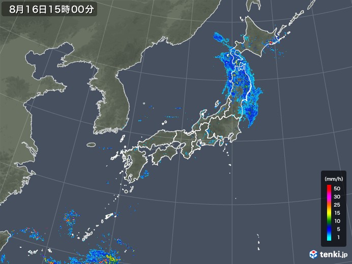 雨雲レーダー(2019年08月16日)