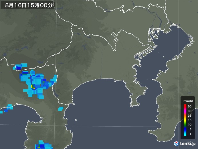 神奈川県の雨雲レーダー(2019年08月16日)