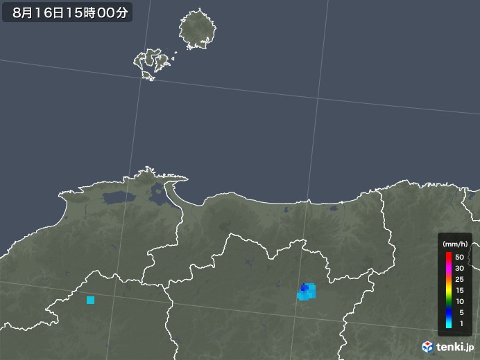 鳥取県の雨雲レーダー(2019年08月16日)