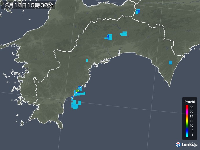 高知県の雨雲レーダー(2019年08月16日)