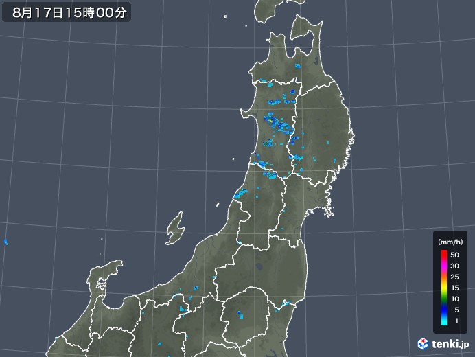 東北地方の雨雲レーダー(2019年08月17日)