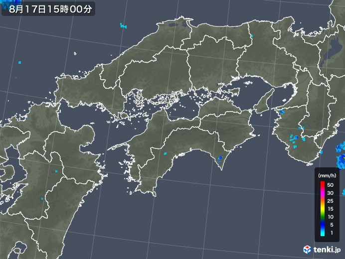 四国地方の雨雲レーダー(2019年08月17日)