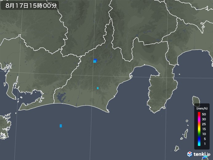 静岡県の雨雲レーダー(2019年08月17日)