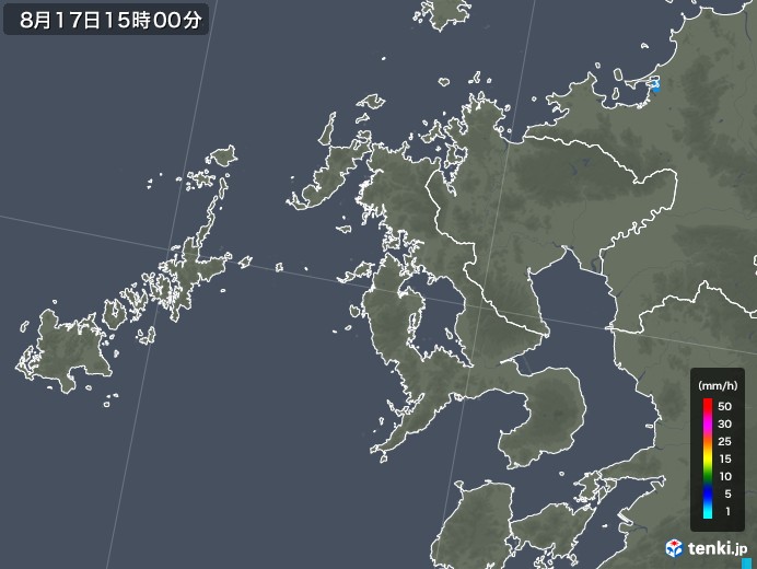 長崎県の雨雲レーダー(2019年08月17日)