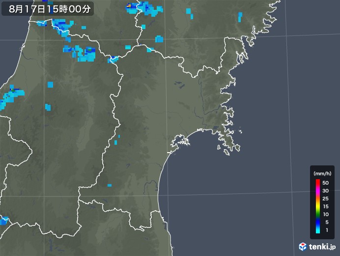 宮城県の雨雲レーダー(2019年08月17日)