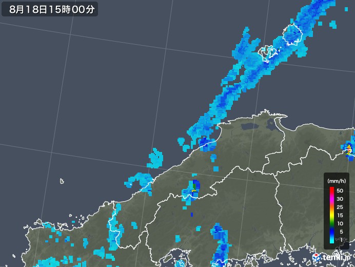 島根県の雨雲レーダー(2019年08月18日)