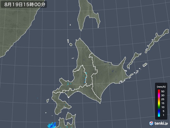 北海道地方の雨雲レーダー(2019年08月19日)