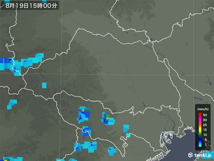 埼玉県の雨雲レーダー(2019年08月19日)
