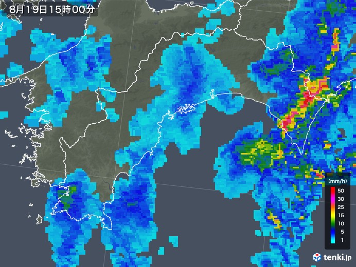 高知県の雨雲レーダー(2019年08月19日)