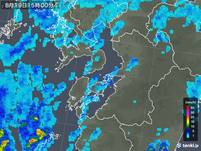 熊本県の雨雲レーダー(2019年08月19日)