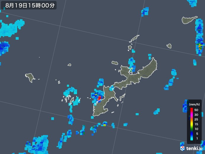 沖縄県の雨雲レーダー(2019年08月19日)