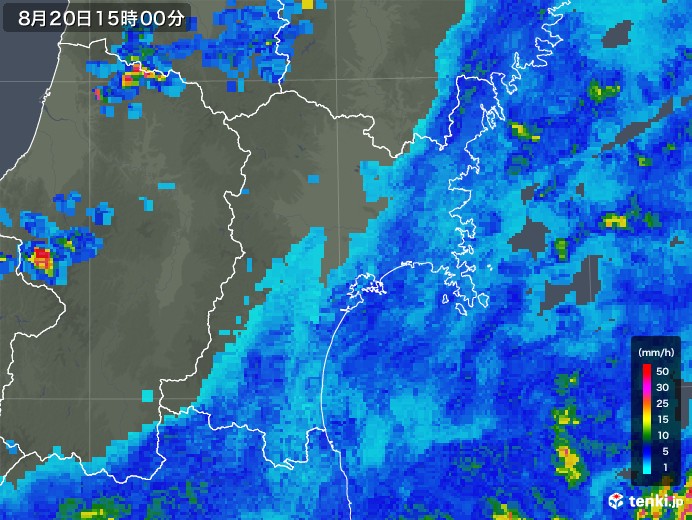 宮城県の雨雲レーダー(2019年08月20日)