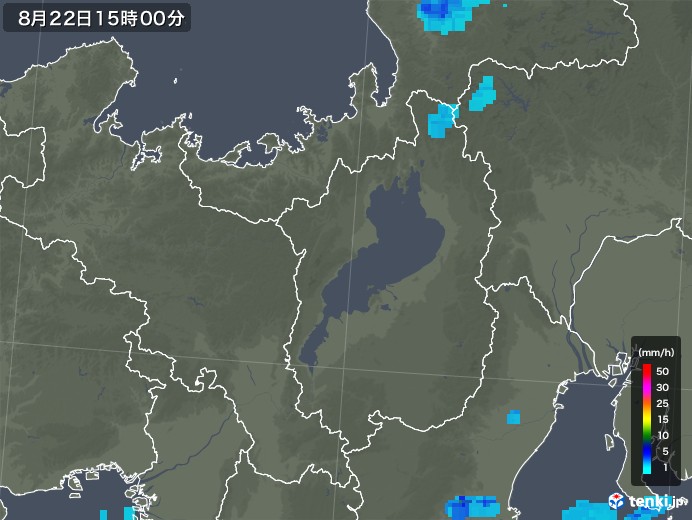 滋賀県の雨雲レーダー(2019年08月22日)