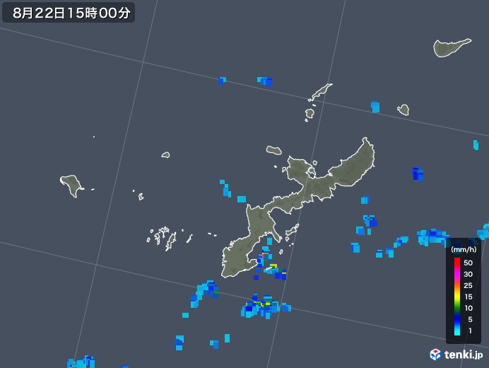 沖縄県の雨雲レーダー(2019年08月22日)
