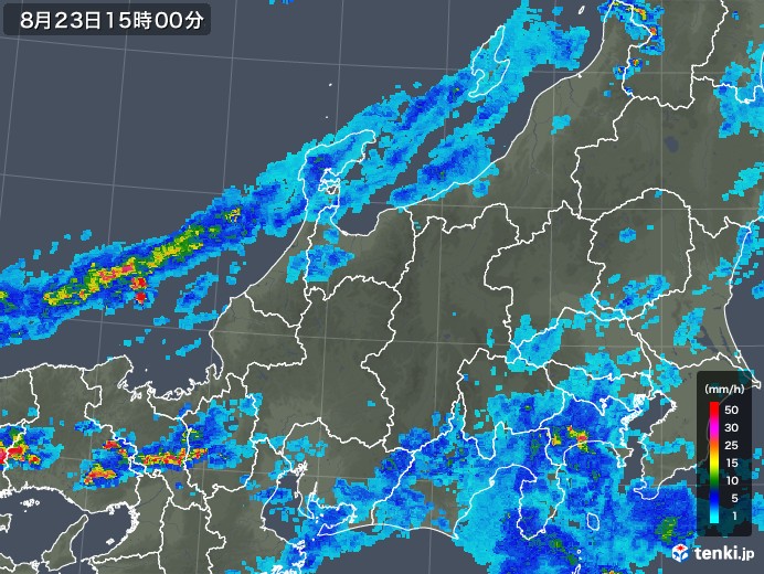 北陸地方の雨雲レーダー(2019年08月23日)