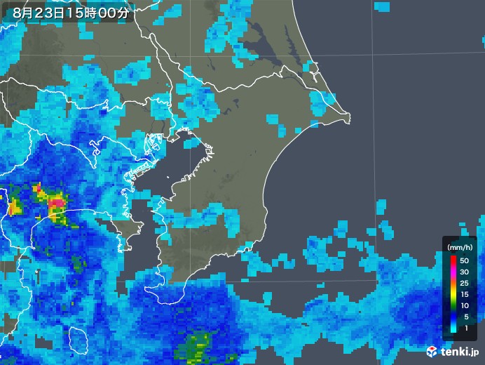 千葉県の雨雲レーダー(2019年08月23日)