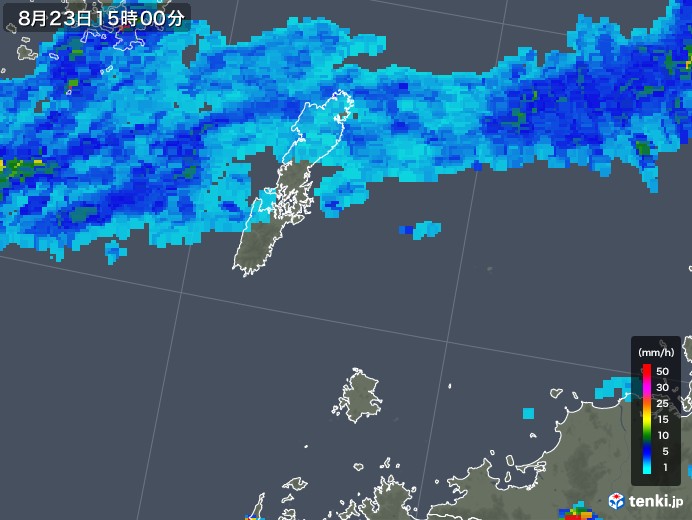 壱岐・対馬(長崎県)の雨雲レーダー(2019年08月23日)