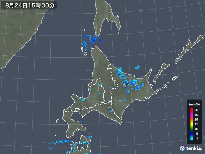 北海道地方の雨雲レーダー(2019年08月24日)
