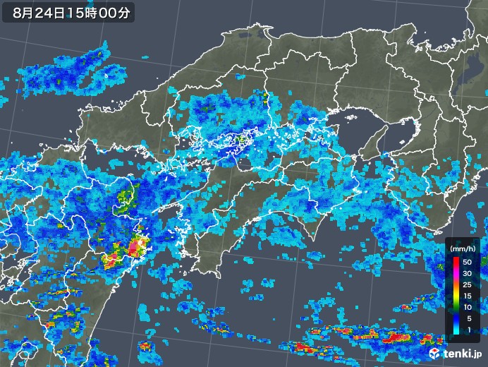 四国地方の雨雲レーダー(2019年08月24日)