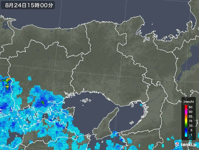 兵庫県の雨雲レーダー(2019年08月24日)