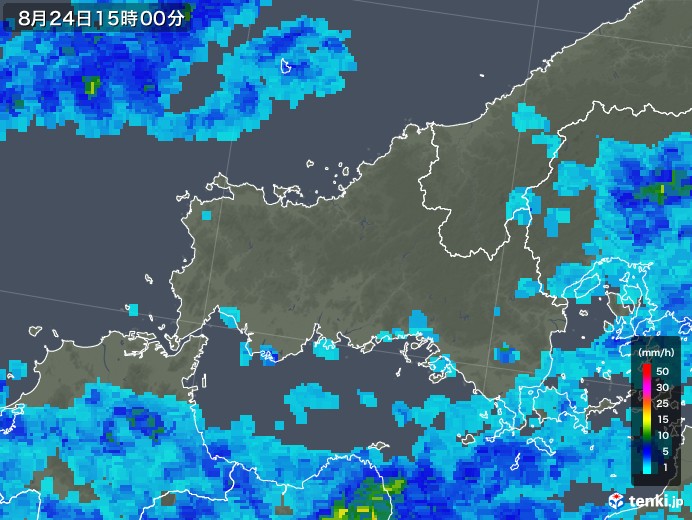 山口県の雨雲レーダー(2019年08月24日)