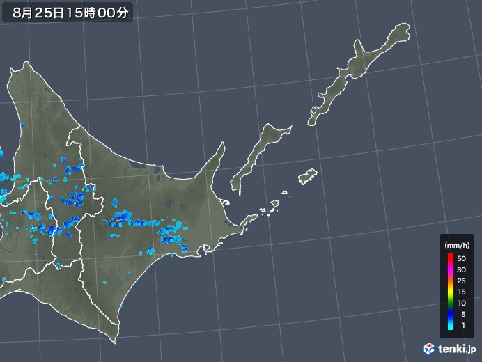 道東の雨雲レーダー(2019年08月25日)