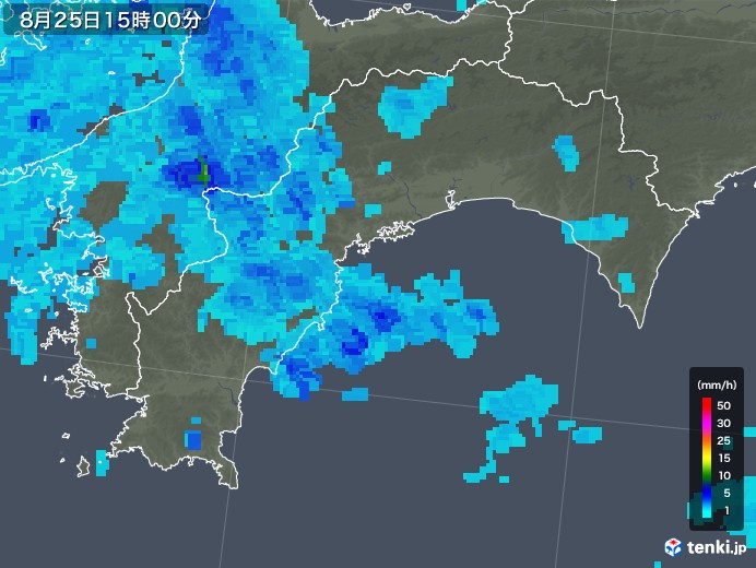 高知県の雨雲レーダー(2019年08月25日)