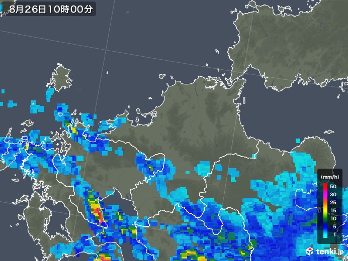 福岡県の過去の雨雲レーダー 19年08月26日 日本気象協会 Tenki Jp
