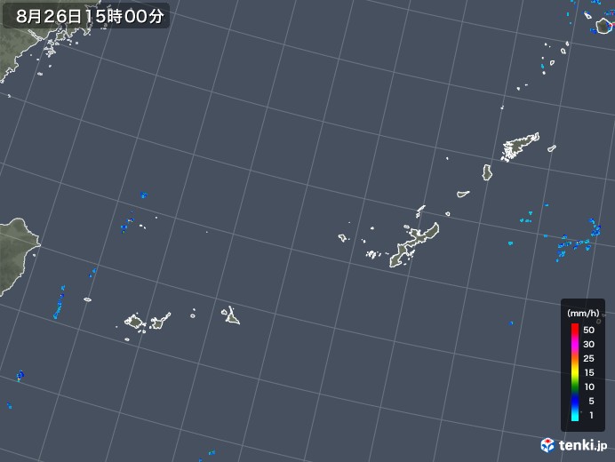 沖縄地方の雨雲レーダー(2019年08月26日)