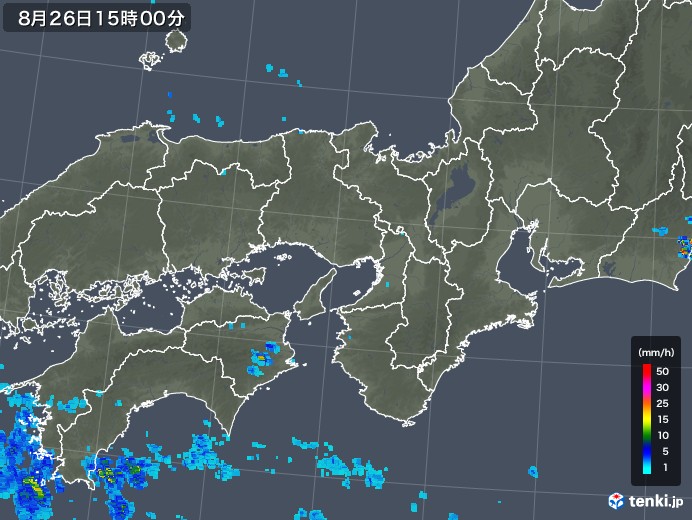 近畿地方の雨雲レーダー(2019年08月26日)