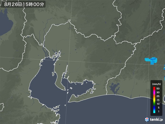 愛知県の雨雲レーダー(2019年08月26日)