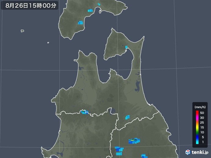 青森県の雨雲レーダー(2019年08月26日)