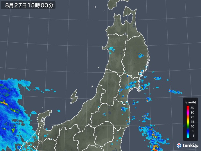 東北地方の雨雲レーダー(2019年08月27日)