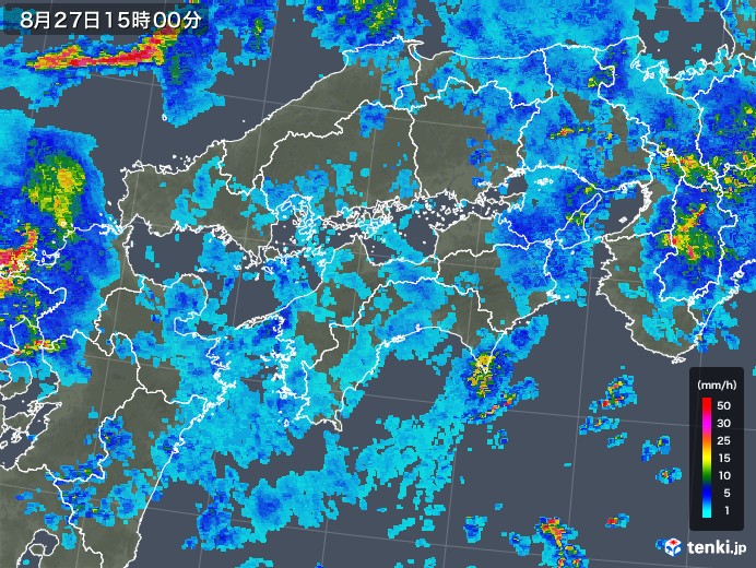 四国地方の雨雲レーダー(2019年08月27日)