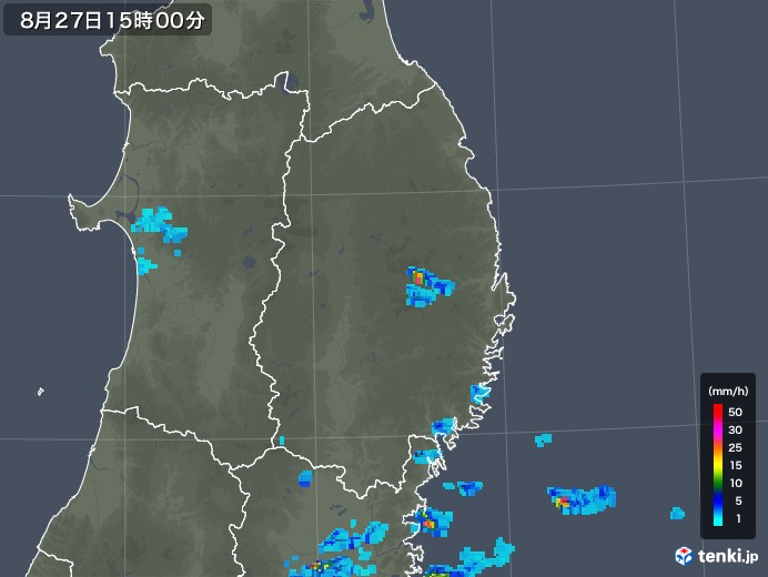 岩手県の雨雲レーダー(2019年08月27日)